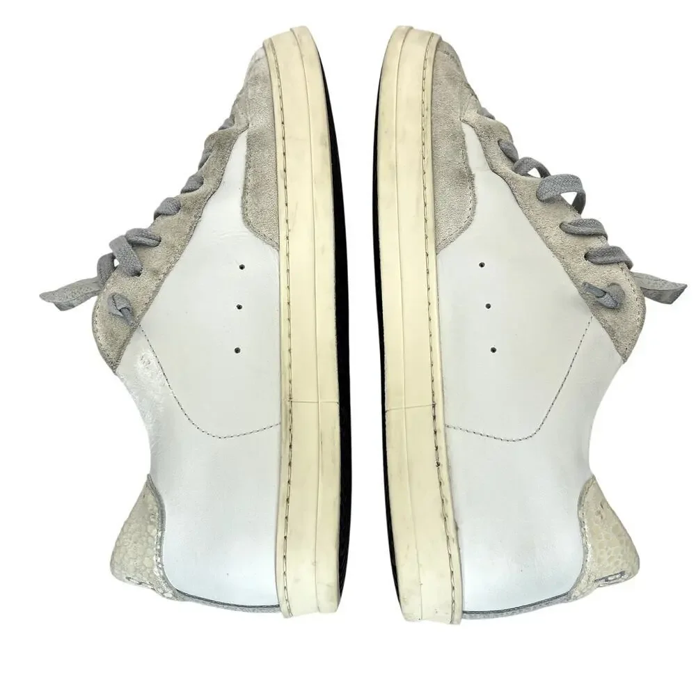 P448 John Sneaker White Leather Perforated Logo Gray Suede Lace Up 38